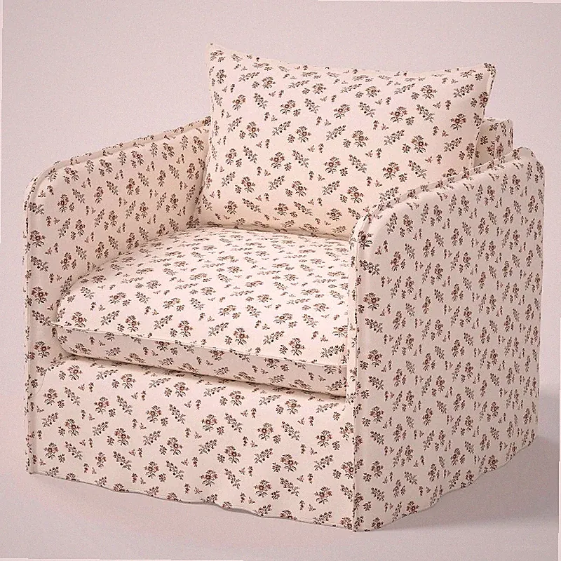 Berea Slouchy Lounge Chair with French Seams Pine Wood Frame - 7 Colors