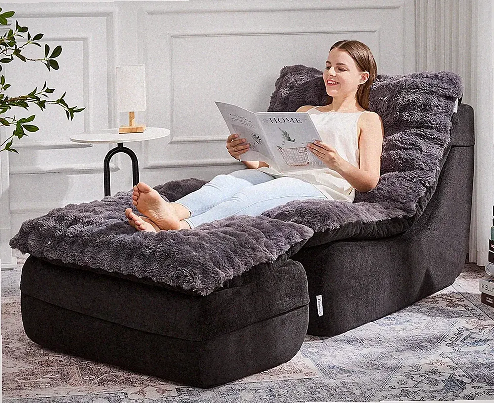 Cozy Dark Grey Recliner Sofa with Footrest for Small Spaces