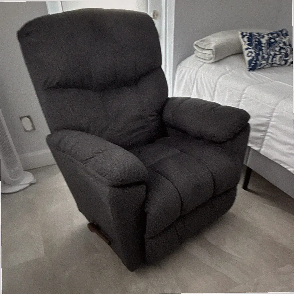 Dark Gray Recliner Chair Fully Assembled 39x28x27 in Solid Indoor Used