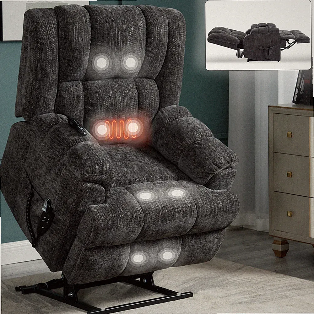 Dual Motor Heat Massage Infinite Position 350 LBS Electric Power Lift Recliners