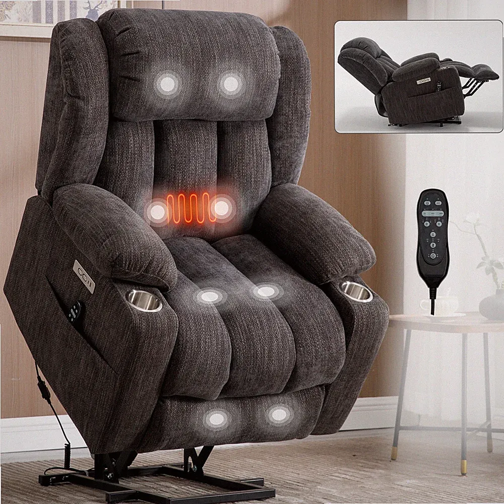 Heavy Duty Electric Massage Chairsm - Upto 350 LBS Chenille Power Recliner Chair