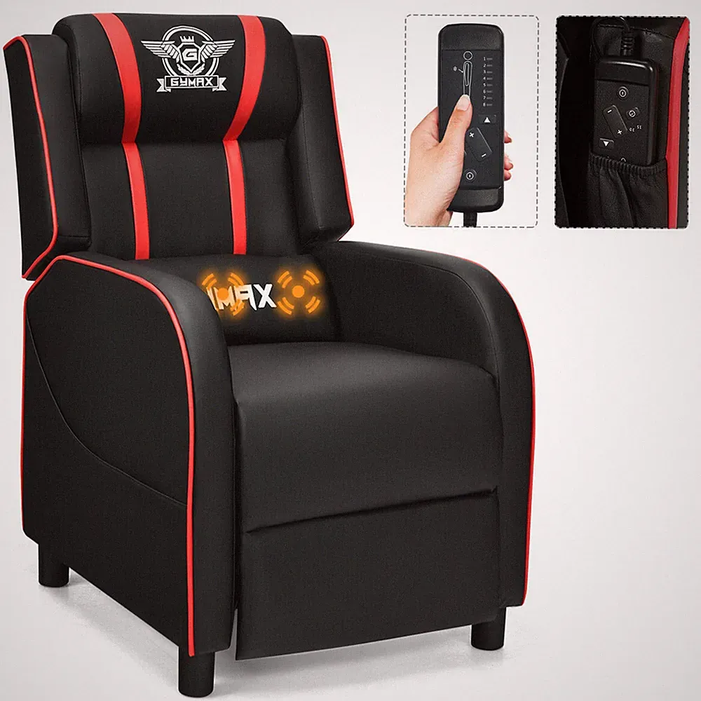 Massage Gaming Recliner Chair Racing Single Lounge Sofa Home Theater Seat Red