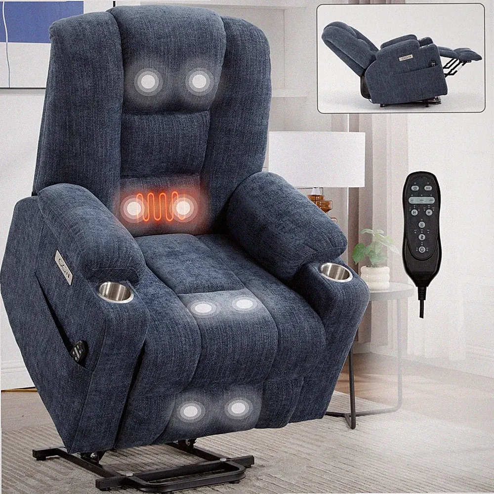 Power Lift Recliner Chair with Massage and Heat for Elderly Wide Recliners