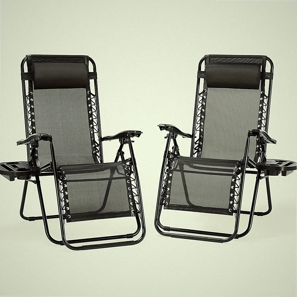 Set of 2 Ergonomically Recliner Zero Gravity Lounge Chair Adjustable Lying Angle